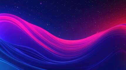 Aufkleber - Abstract colorful wave background with gradient pink and blue hues against a starry night sky Copy Space