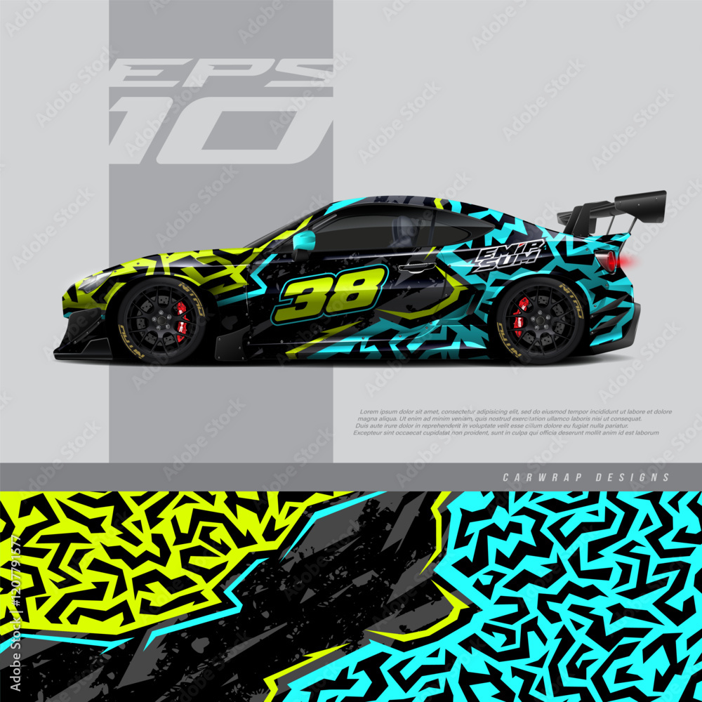 Car wrap decal graphic design. Abstract stripe racing background ...