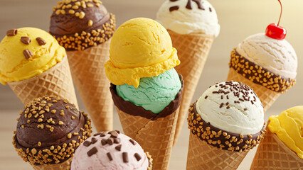Poster - Variety of ice cream cones