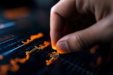 Poster - Close-Up View of a Hand Interacting with Data Visualizations on a Screen in a Modern Digital Environment