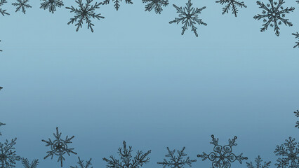 Poster - A blue-themed winter scene adorned with silhouettes of intricately drawn snowflakes