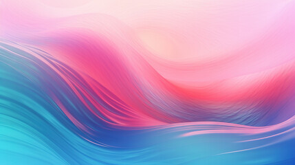 Poster - Abstract colorful 3D artwork with flowing waves of pink, blue, and purple tones, resembling a surreal landscape or fluid motion
