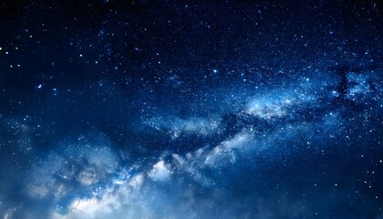 Wall Mural - The dark black and deep blue sky cosmos filled with myriads of stars. Beautiful galaxy space background and wallpaper