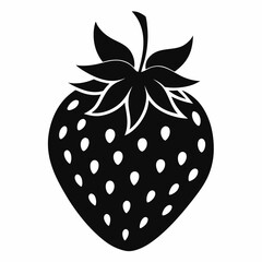 Wall Mural - Stylized Strawberry Black Silhouette Vector