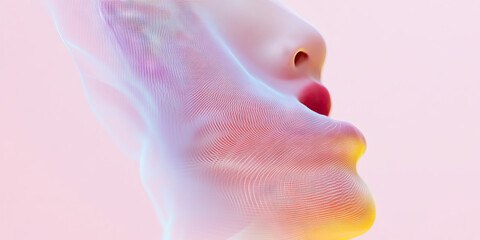 Poster - Digital Render: Profile of Face with Grid Overlay