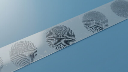 Poster - See-through adhesive tape or sticker strip adorned with fingerprints