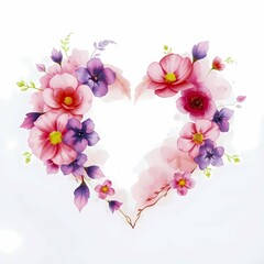 Poster - Colorful floral heart design bringing joy and beauty to any celebration with vivid blooms and delicate shades. Generative AI