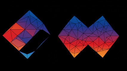 Poster - abstract triangle and diamond style pattern set