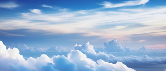 Wall Mural - the cloud scape from flight: endless softness, aerial cloud scape: floating cotton - candy worlds