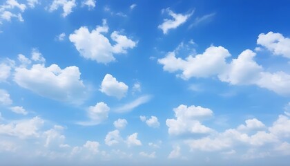 Wall Mural - vast expanse of blue sky filled with fluffy clouds, natural colors, detailed texture,