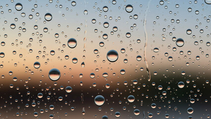 Fototapete - Realistic water droplets on the transparent window. Vector