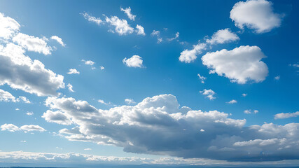 Wall Mural - a beautiful blue sky with wavy clouds, soft shadows