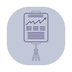 Poster - Minimalistic line icon of business report displayed on tripod clipboard. Rising graph and text lines symbolizing progress and analysis