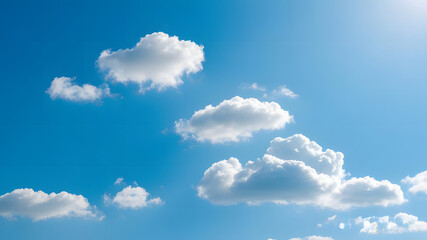 Wall Mural - blue sky with flowing cloud shapes, soft and bright lighting, realistic,