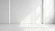 © Giuseppe Cammino - Blank white interior room background ,empty white walls corner and white wood floor contemporary