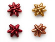 © Lilimanatasa - Set of four different red, gold, and copper gift bows on a white background