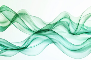 Poster - Eco-inspired abstract pattern with flowing green waves creating a tranquil atmosphere in a minimalist design