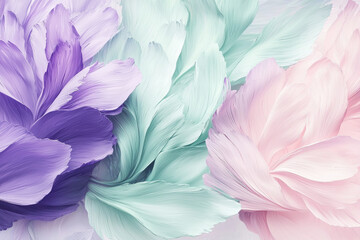 Poster - Abstract floral design featuring flowing petals in vibrant shades of purple, green, and pink
