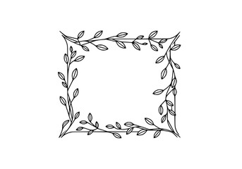 Poster - Leafy frame decorative border design with elegant details in black and white style