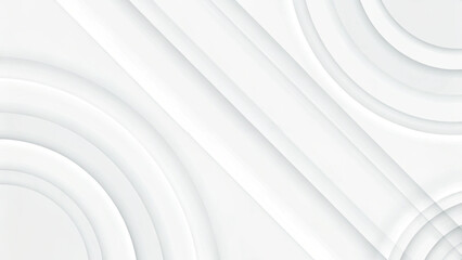 Poster - 3d white geometric abstract background overlap layer on bright space with waves decoration. Minimalist modern graphic design element cutout style concept for banner, flyer, card, or brochure cover