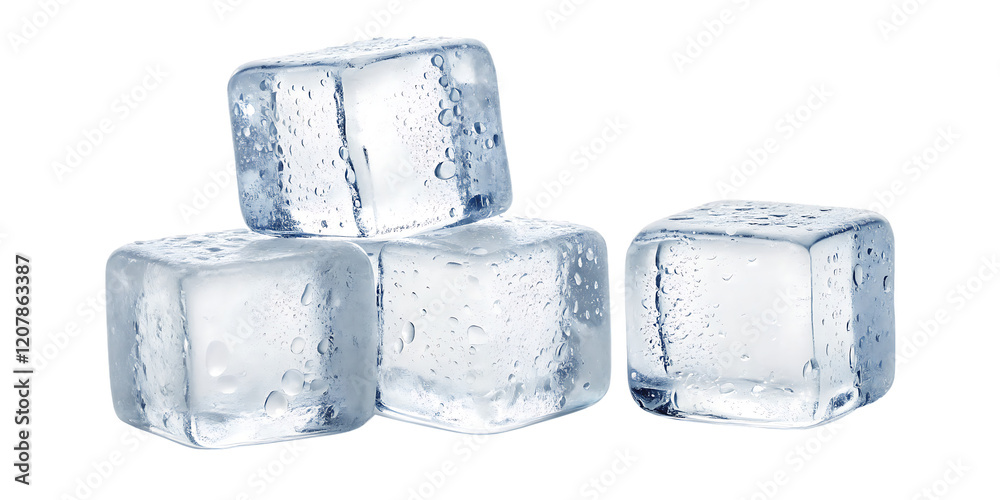 Crystal Clear Ice Cubes isolated on white background as transparent ...