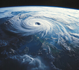 satellite view of a hurricane over planet earth