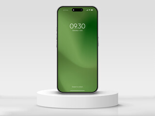 Aufkleber - Realistic smartphone mockup. Mobile phone vector with isolated on white background. Device front view. 3D mobile phone with shadow. Realistic, high quality smart phone mockup for ui ux presentation.