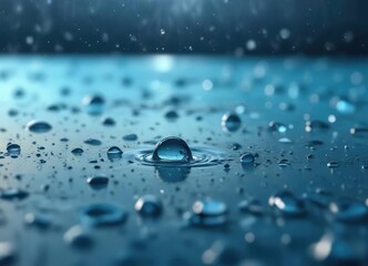 Calming light blue hue on an abstract background with water droplets , peaceful, water droplets, serene ambiance