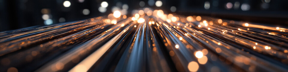 Poster - Converging Metallic Strands with Warm-toned Illumination