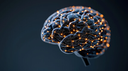 Aufkleber - digital holographic representation of brain with glowing neural connections, showcasing intricate details and futuristic design