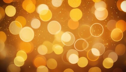 Poster - Golden bokeh lights abstract background with soft circular glow