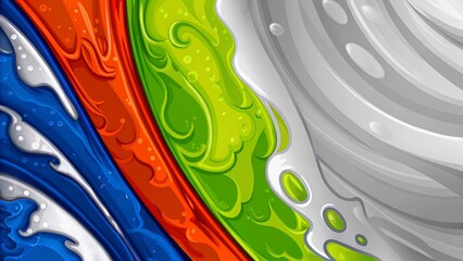 Aufkleber - Modern colorful flow poster. Wave liquid shape color paint. Art design for your design project. Abstract dynamic background, vibrant motion fluid, digital wave blend for creative artwork visuals