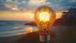 © Sri - Glowing Light Bulb on Beach at Sunset, Inspiring Creative Ideas