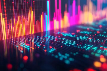 Poster - Financial data on a monitor as Finance data concept. Analytics Report Status Information Analysis Chart.