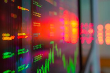 Poster - Financial data on a monitor as Finance data concept. Analytics Report Status Information Analysis Chart.