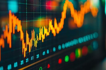 Poster - Financial data on a monitor as Finance data concept. Analytics Report Status Information Analysis Chart.