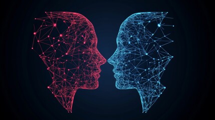 Poster - Interconnected Digital Heads Networked Minds Concept