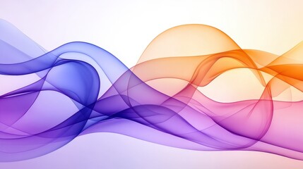 Poster - abstract colorful wave pattern with purple and orange flowing curves on light background