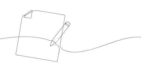 Poster - A single line drawing of a file with pencil. Continuous line pencil writing on paper icon. One line icon. Vector illustration.