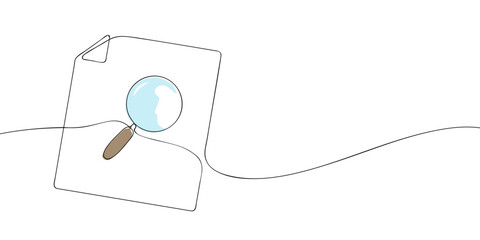 Poster - A single line drawing of a search file. Continuous line search program icon in color. One line icon. Vector illustration.