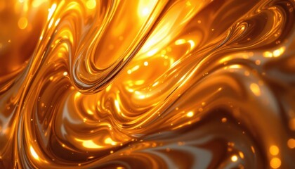 Poster - golden swirl pattern with shimmering light reflections