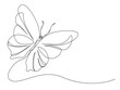 © Satria - Continuous one line drawing of beautiful flying butterfly. flying Butterfly single outline vector illustration. Editable stroke.