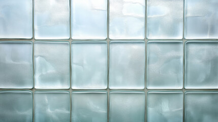 Poster - Translucent glass blocks create modern and stylish wall design, enhancing light diffusion and privacy in various spaces. Ideal for bathrooms or contemporary interiors