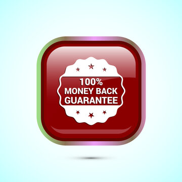 Money back guarantee icon design illustration. Money back guarantee badge and label. Red color square button design
