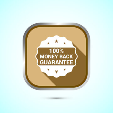 Money back guarantee icon design illustration. Money back guarantee badge and label. Gold shadow button design