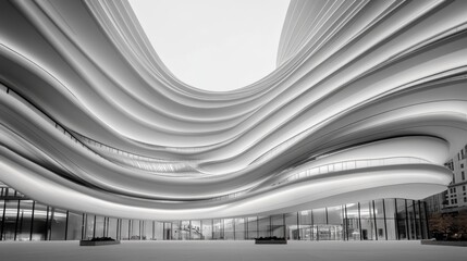 Poster - Modern Architectural Design  Curving White Building Facade