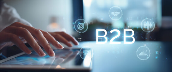 Business person navigates B2B landscape, harness technology to enhance business-to-business connections. Discover reshapes B2B interactions, driving innovation in business-to-business strategies. EIDE