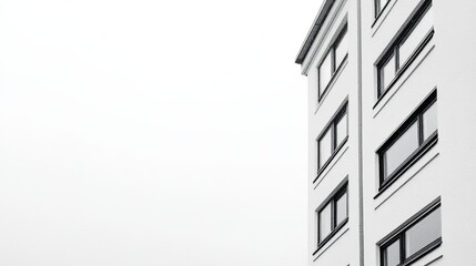 Poster - Modern White Apartment Building Exterior Minimalist Design