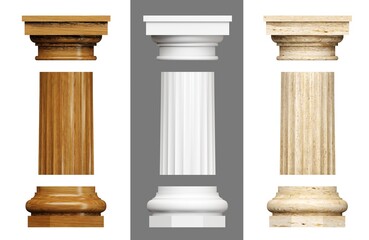 Wall Mural - Set of detailed capitals of classical columns