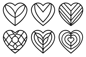 Wall Mural - Creative Heart Patterns - Line Art Vector Set